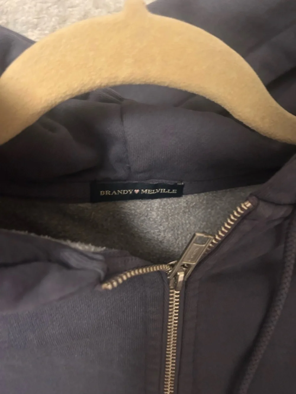 Brandy Melville Faded Navy Oversized Zip Up - Picture 2 of 2